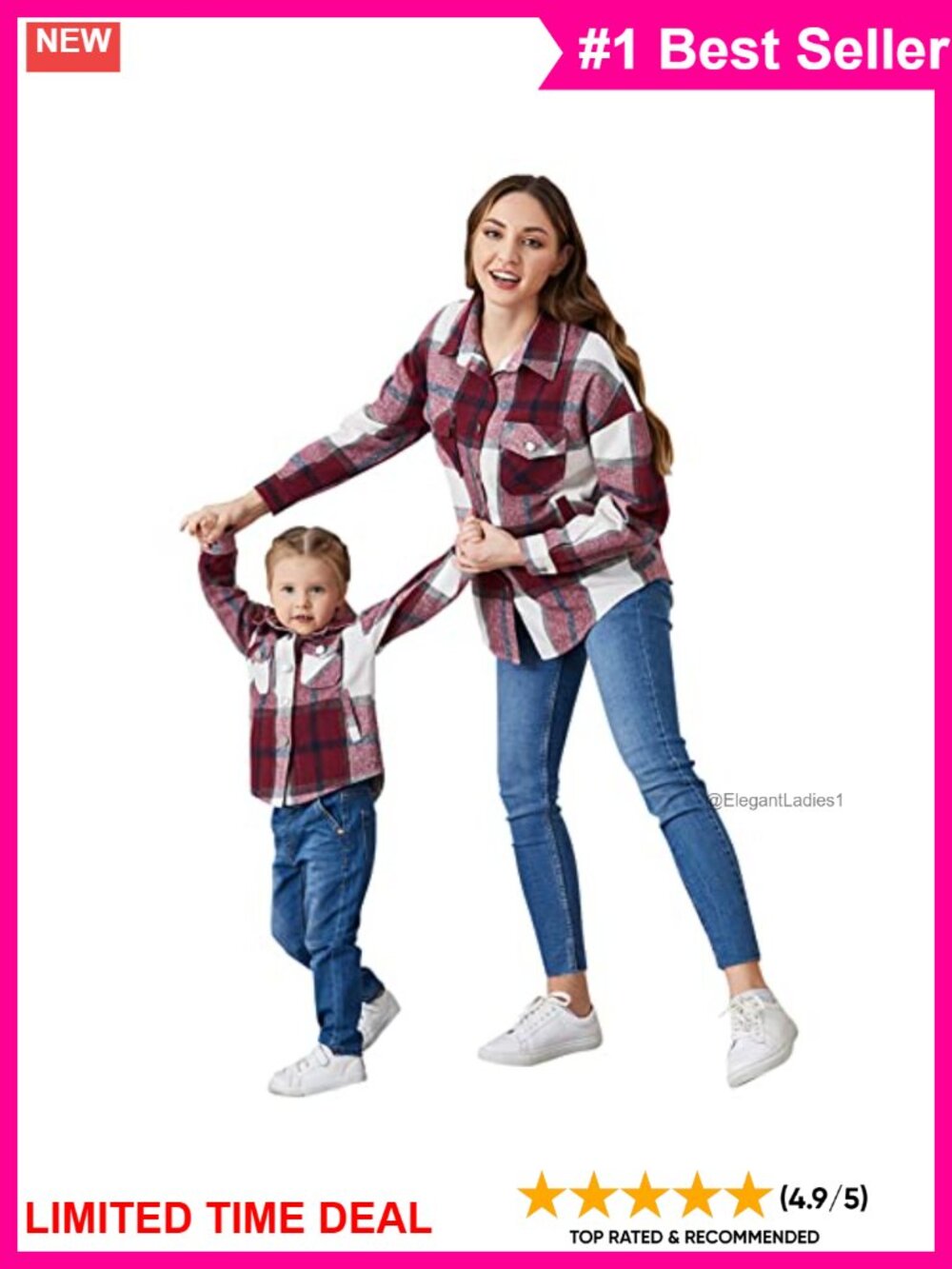 Mommy & Me Matching Plaid Flannel Shirt Jacket Long Sleeve Button Down